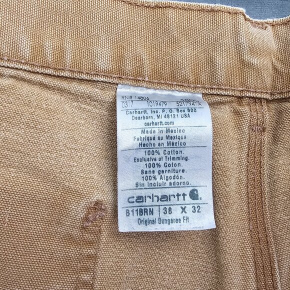 Vintage Carhartt Pants Mens 38X31 B11BRN Brown Duck Canvas Dungaree Mexico A3-30 - Picture 7 of 7